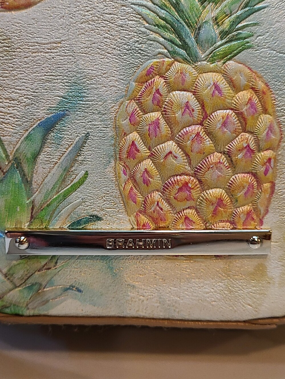 Brahmin Lane Multi Pompano Pineapple Round Crossbody Bag EUC - Picture 4 of 14